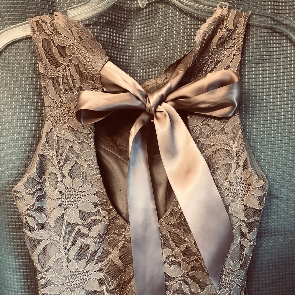 Lace sparkle dress with bow tie back